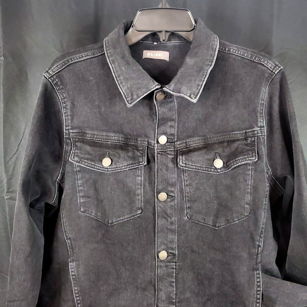 DL1961 Vika Classic Black Denim Jean Jacket Women's Sz L * See Measurements - Picture 2 of 8